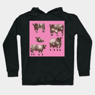 Shorthorn Cattle Pattern Pink Hoodie